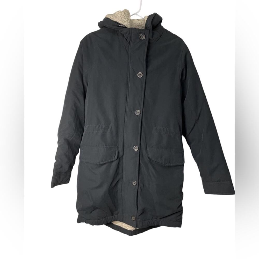 Abercrombie & Fitch Black sherpa lined Wind Resistant Parka Size Medium